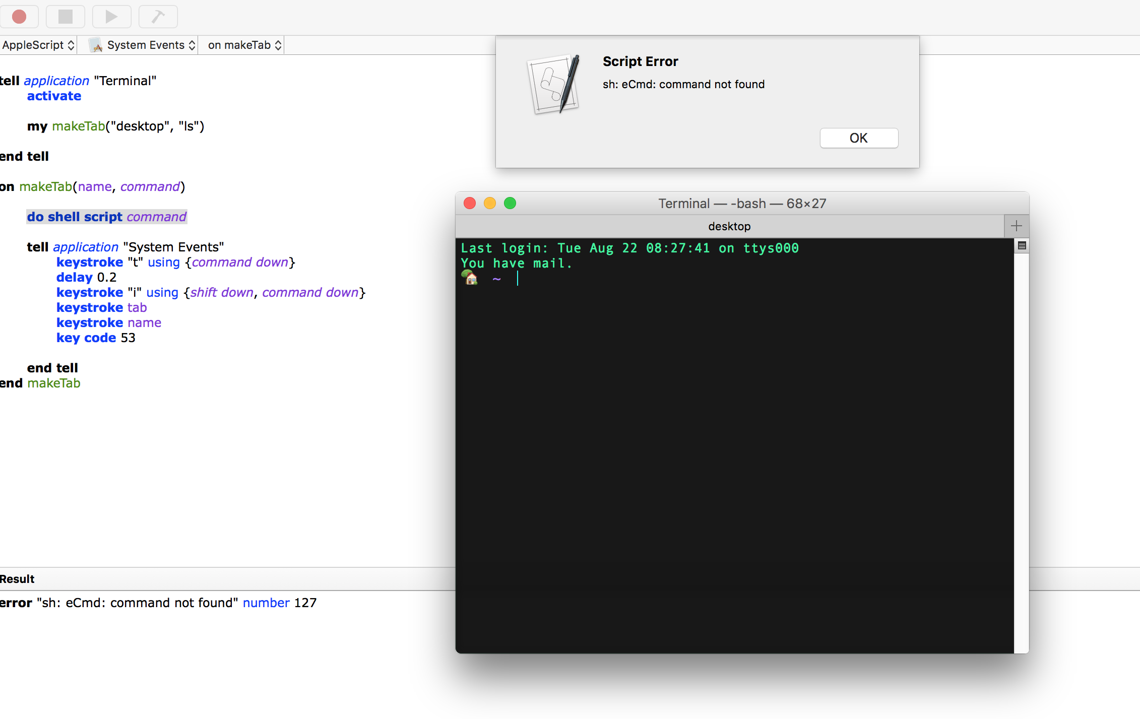 create a terminal script for osx